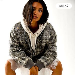 Free People - Louie Embellished Bomber Jacket - Size Small